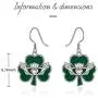 Sterling Silver Heart ST Patricks Day Shamrock Earrings Necklace Dangle Stud Hypoallergenic Cute Mardi Gras Valentines Carnival Prom Dainty Love Ruby Emerald