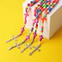 HZMAN Colorful Rosary INRI Crucifix Cross Pendant Prayer Stainless Steel Necklace Jewelry for Women