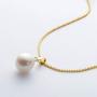 18K Gold Freshwater Cultured White Pearl Pendant Necklace 9-10mm Single Pearl Pendant with 18'' Silver Chain Jewelry Gifts for Women Girls Mom - White Gold/Rose Gold/Yellow Gold
