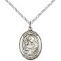 F A Dumont Sterling Silver St. Clare of Assisi Pendant with 18'' Stainless Steel Lite Curb Chain