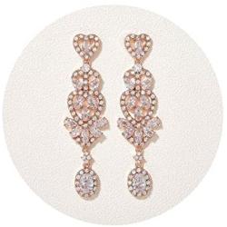 SWEETV Wedding Chandelier Earrings for Brides Women, Long Bridal Drop Dangling Earrings for Wedding Prom Pageant, Vintage style