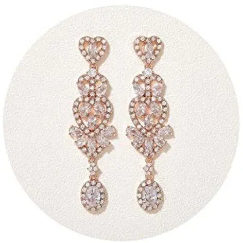 SWEETV Wedding Chandelier Earrings for Brides Women, Long Bridal Drop Dangling Earrings for Wedding Prom Pageant, Vintage style SWEETV Wedding Chandelier Earrings for Brides Women, Long Bridal Drop Dangling Earrings for Wedding Prom Pageant, Vintage style