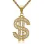Lee Island Fashion 24K Gold Plated Simulated Diamond CZ Fully Dollar Sign Pendant Stainless Steel Necklace, 24 inch Chain Jewelry Lee Island Fashion 24K Gold Plated Simulated Diamond CZ Fully Dollar Sign Pendant Stainless Steel Necklace, 24 inch Chain Jewelry