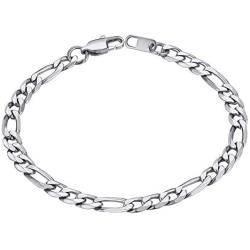 ChainsHouse Figaro Link Chain Bracelet Stainless Steel/Black/18K Gold Plated Wrist Bracelets for Men Women, 6MM-13MM, 7.5''/8.3'', Send Gift Box