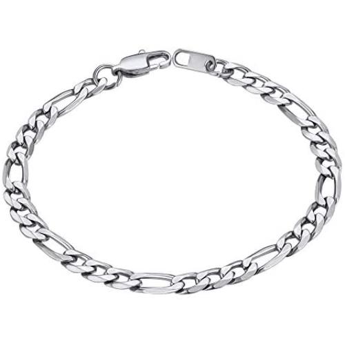 ChainsHouse Figaro Link Chain Bracelet Stainless Steel/Black/18K Gold Plated Wrist Bracelets for Men Women, 6MM-13MM, 7.5''/8.3'', Send Gift Box