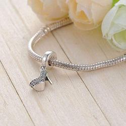 MiniJewelry I Love Reading Open Book Charm, Pave Stiletto Shoe Dangle Charm, Cocktail Wine Glass Charm for Pandora Bracelets