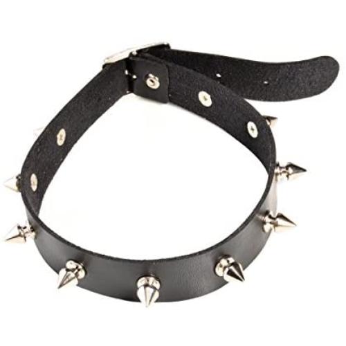 SUNSCSC Vintage Punk Goth Studded Rivet Pu Leather Collar Choker Necklace