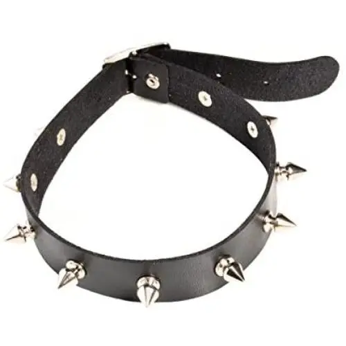SUNSCSC Vintage Punk Goth Studded Rivet Pu Leather Collar Choker Necklace