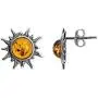 Amber Sterling Silver Sun Stud Tiny Small Earrings