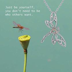 EJALEN 925 Sterling Silver Dragonfly Necklace - Hollow Rose Gold Heart Dragonfly Celtic Jewelry Birthday for Women and Dragonfly Lovers
