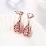 Mothers Day Gifts Filigree Teardrop Leverback Dangle Earrings for Women Rose Gold Plated Jewelry Hypoallergenic Earrings