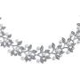 Bridal Large Fashion Vintage Style Leaves Leaf Motif Simulated White Pearl Cubic Zirconia Pave CZ Leaf Bib Statement Necklace Jewelry Set for Women Weddings
