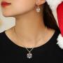 Dcfywl731 Christmas Vintage Deer Jewelry Set Snowflake Necklace Bell Necklace Christmas Necklace Earrings for Girl