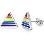 PJ Gay Pride Lesbian Equality Triangle Rainbow Stud Earrings in Stainless Steel PJ Gay Pride Lesbian Equality Triangle Rainbow Stud Earrings in Stainless Steel