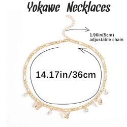 Yokawe Butterfly Necklace Gold Crystal Chokers Necklace Vintage Chain Necklaces Jewelry for Women and Girls