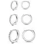 Bestwick 3 Pairs 925 Sterling Silver Hoop Earrings for Women Mens, Hypoallergenic Silver Small Unisex Cartilage Huggie Cubic Zirconia Hoop Earrings Piercing Jewellery for Sensitive Ears 8mm 10mm 12mm Bestwick 3 Pairs 925 Sterling Silver Hoop Earrings for Women Mens, Hypoallergenic Silver Small Unisex Cartilage Huggie Cubic Zirconia Hoop Earrings Piercing Jewellery for Sensitive Ears 8mm 10mm 12mm