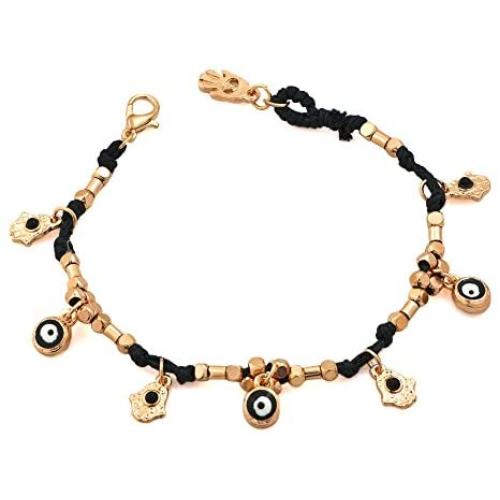 JewelryHouse Red Evil Eye Turkish Protection Macrame Jewelry Hamsa Hand Bracelet