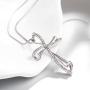 Elegant Cross Pendants Platinum Plated Necklaces Zirconia Jewelry Chain for Women Girls Gifts Presents