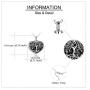 ONEFINITY Sterling Silver Tree of Life Cremation Urn Necklaces for Ashes Heart Memory Jewelry for Women Men Gift
