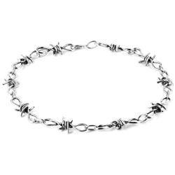 HZMAN Mens Punk Gothic Bike Alloy Barbed Wire Necklace 20 Inch