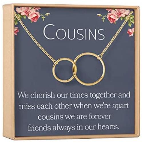 Cousins Necklace: Cousins Gift, Cousins Jewelry, Interlocking Circles Silver, 2 Interlocking Circles (gold-plated-brass, NA)