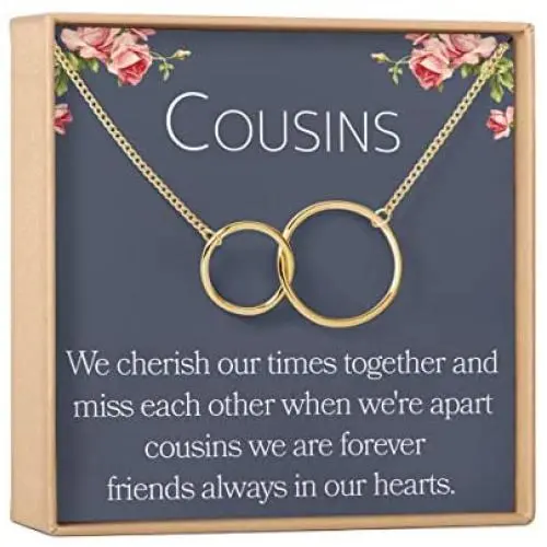 Cousins Necklace: Cousins Gift, Cousins Jewelry, Interlocking Circles Silver, 2 Interlocking Circles (gold-plated-brass, NA) Cousins Necklace: Cousins Gift, Cousins Jewelry, Interlocking Circles Silver, 2 Interlocking Circles (gold-plated-brass, NA)