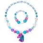 Unicorn Rainbow Jewelry Sets,Toddler Girls Unicorn Necklace Bracelet,Little Girls Chunky Bubblegum Beads Necklace(Blue)