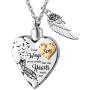 Cremation Ashes Urn Pendant Necklace Memorial Keepsake Jewelry Angel Wing Ashes Necklaces with Fill Kit