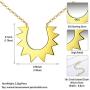 Besilver Large Sun Necklace Sterling Silver 18K Gold Filled Sunshine Pendant Crystal Round Moon Star Necklace Women Men Unisex Celestial Jewelry Birthday for Wife Girlfriend
