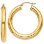 14K Yellow Gold Thick Tube Hoop Earrings with Click-Down Clasp, (5 or 6mm Tube)
