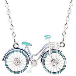 WEVENI Enamel Alloy Bicycle Necklace Bike Pendant Chain Unique Jewelry Gifts for Women Girls Ladies