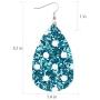 Lattiz Glitter Faux Leather Earrings for Women Teardrop Dangle Handmade Reflective Petal Earrings with Grid Dots Painting Colorful Jewelry