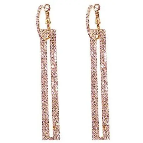 QJLE Geometric Rectangle Cubic Zirconia Rhinestone long Drop Dangle Earrings for women Hypoallergenic Pierced QJLE Geometric Rectangle Cubic Zirconia Rhinestone long Drop Dangle Earrings for women Hypoallergenic Pierced