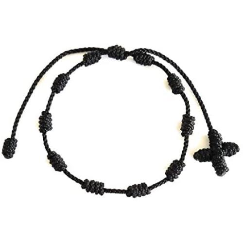 Lucky Charms USA Rosary Bracelet, Pulsera Decenario, Cross Bracelet Knotted with Woven Cross