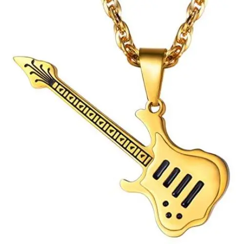 PROSTEEL Guitar Necklace in Stainless Steel, Guitar Player Gift, Guitar Jewelry, Gifts for Musicians, Guitar Charm, Music Lover Gift, Music Necklace PROSTEEL Guitar Necklace in Stainless Steel, Guitar Player Gift, Guitar Jewelry, Gifts for Musicians, Guitar Charm, Music Lover Gift, Music Necklace