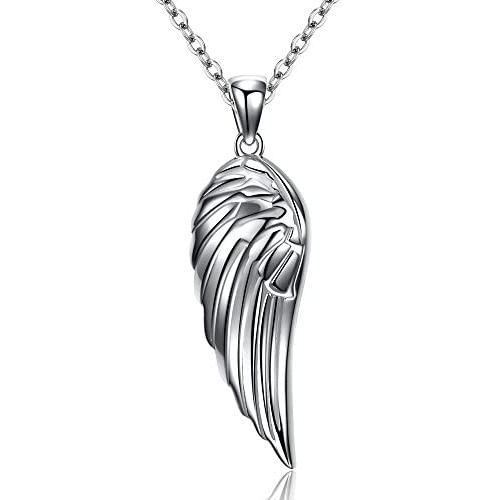 Kaletine Angel Wings Pendant Necklace Sterling Silver 925 Cubic Zirconia Adjustable Cable Chain 16in+2in Extender