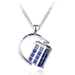 BAUNA Doctor Who Inspired Gift 3D Tardis Charms Pendant Necklace Police Box Charm Jewelry Tardis Gift