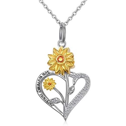 Sterling Silver You were My Sunshine Sunflower Urn Cremation Memorial Pendant Necklace for Ashes for Women