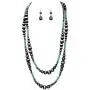 Rosemarie Collections Womens Extra Long Metallic and Turquoise Bead Statement Western Necklace and Earrings Set, 60'' Rosemarie Collections Womens Extra Long Metallic and Turquoise Bead Statement Western Necklace and Earrings Set, 60''