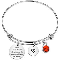 KUIYAI You are Braver Than You Believe Awareness Bracelet with Birthstone Inspirational Jewelry Gifts for Women Girls