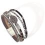 FANCY SHINY Leather Wrap Bracelet Boho Cuff Bracelets Crystal Bead Bracelet with Magnetic Clasp Jewelry Gifts for Women Teen Girls