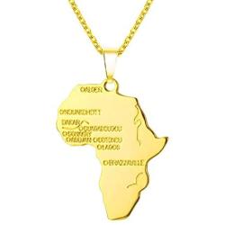 TTVOVO 18K Gold/Black Gun/Platinum/925 Sterling Silver Plated Megan Star of David/African Map Pendant Necklaces for Women/Men Hip Hop Jewelry