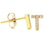 Me Plus CZ Gold Plated Small Cute Stud Initial Alphabet Fashion Earrings Made in Korea