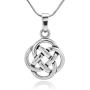 SUVANI Sterling Silver Celtic Knot Five Fold Pattern Round Pendant Necklace, 18 inches