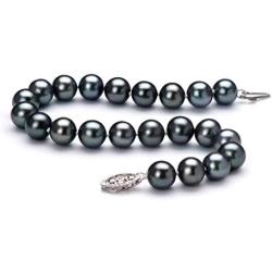 Black 7.5-8.5mm AA Quality Freshwater 925 Sterling Silver Cultured Pearl Bracelet For Women