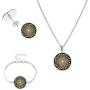 IShang Mandala Necklace Jewelry Set for Women, Mandala Round Gemstone Pendant Necklace + Bracelet + Stud Earring Costume Womens Jewelry Sets with Gift Box