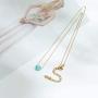 IUNIQUEEN Natural Stone Bead Necklace 18 K Gold Filled Stainless Steel Chain Choker Necklaces for Women … …