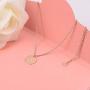 THREE KEYS JEWELRY Tiny Rose Gold Initial Necklace for Women Name Letter Charm Coin Round Small Cute Circle Script Pendant Mini Dainty Stainless Steel Initial Necklaces for Girls Women Daughter