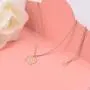 THREE KEYS JEWELRY Tiny Rose Gold Initial Necklace for Women Name Letter Charm Coin Round Small Cute Circle Script Pendant Mini Dainty Stainless Steel Initial Necklaces for Girls Women Daughter