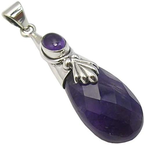 SilverStarJewel Sterling Silver Authentic Amethyst February Birthstone Pendant 4.6 cm